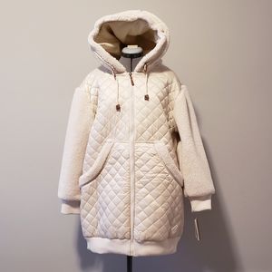 Koolaburra UGG Quilted Sherpa Long Coat, Birch, Womens Large